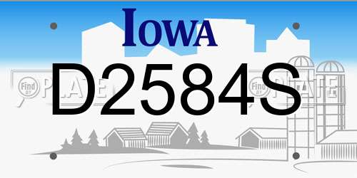 D2584S Iowa License Plate