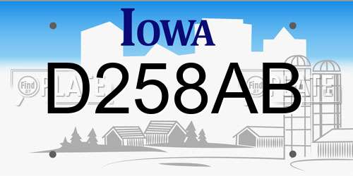 D258AB Iowa License Plate