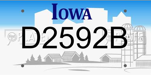 D2592B Iowa License Plate