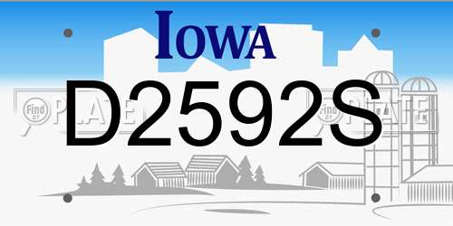 D2592S Iowa License Plate