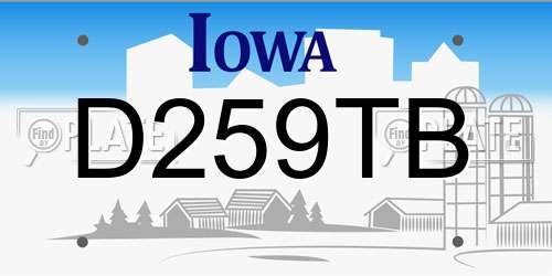 D259TB Iowa License Plate