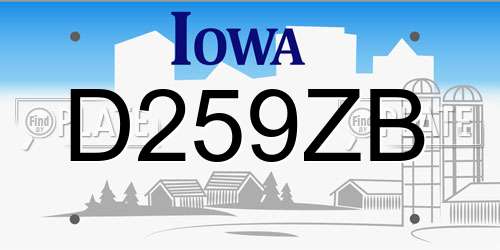 D259ZB Iowa License Plate