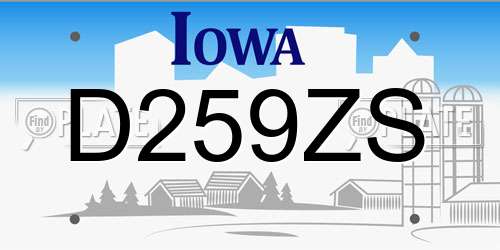 D259ZS Iowa License Plate