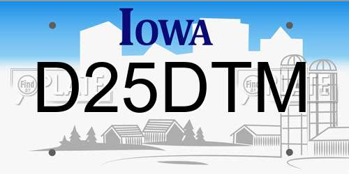 D25DTM Iowa License Plate
