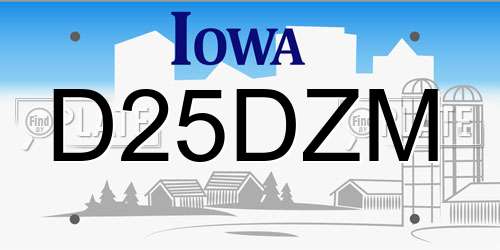 D25DZM Iowa License Plate
