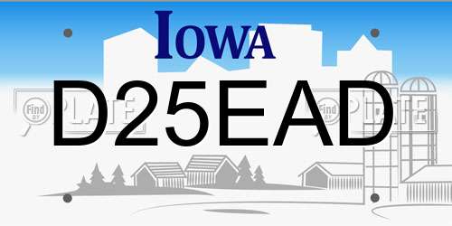 D25EAD Iowa License Plate