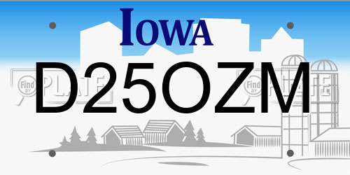 D25OZM Iowa License Plate
