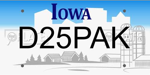 D25PAK Iowa License Plate
