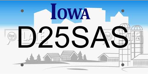 D25SAS Iowa License Plate