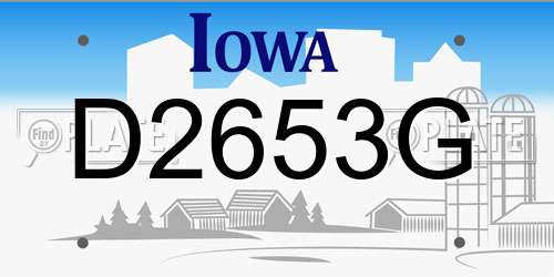 D2653G Iowa License Plate