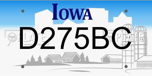 D275BC Iowa License Plate