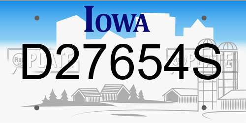 D27654S Iowa License Plate