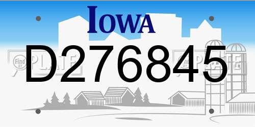 D276845 Iowa License Plate