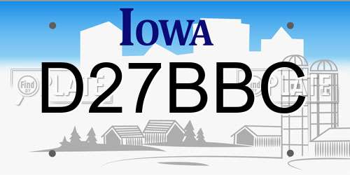 D27BBC Iowa License Plate