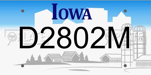 D2802M Iowa License Plate