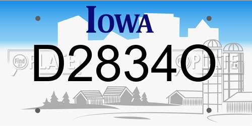 D2834O Iowa License Plate