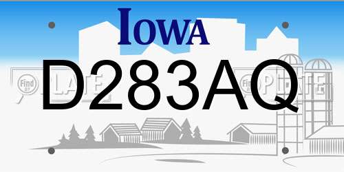 D283AQ Iowa License Plate