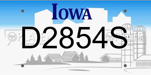 D2854S Iowa License Plate