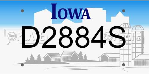 D2884S Iowa License Plate