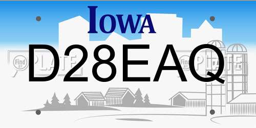 D28EAQ Iowa License Plate