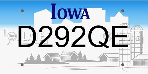 D292QE Iowa License Plate