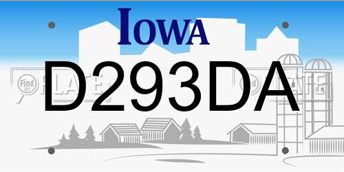 D293DA Iowa License Plate