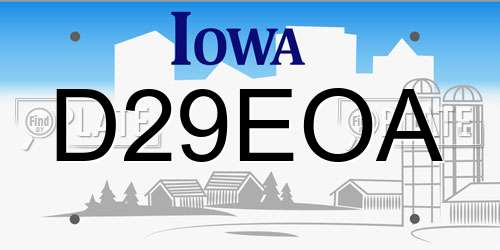 D29EOA Iowa License Plate