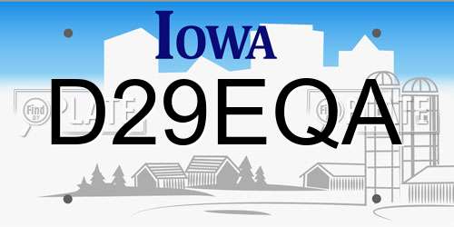 D29EQA Iowa License Plate