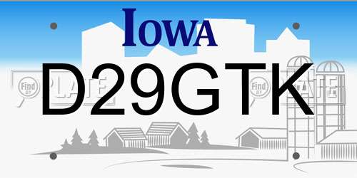 D29GTK Iowa License Plate