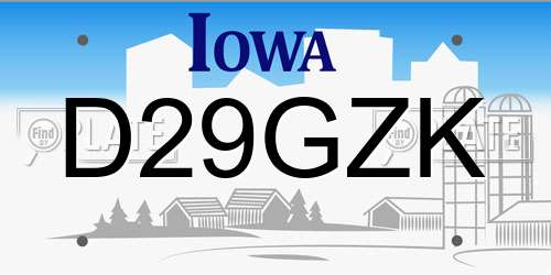 D29GZK Iowa License Plate