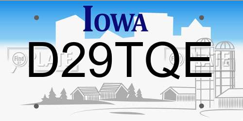 D29TQE Iowa License Plate