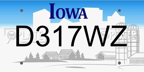 D317WZ Iowa License Plate