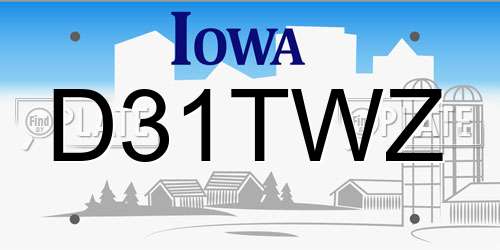 D31TWZ Iowa License Plate