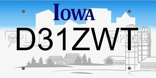 D31ZWT Iowa License Plate