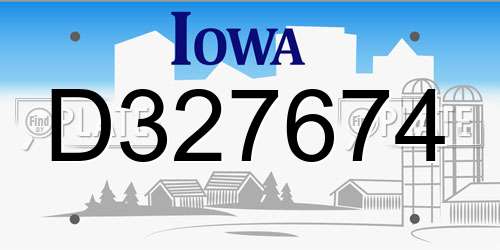 D327674 Iowa License Plate