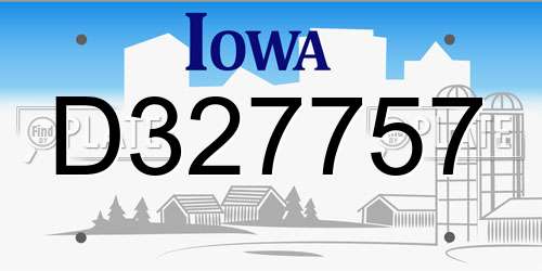 D327757 Iowa License Plate