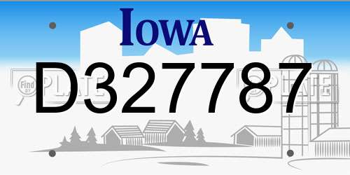 D327787 Iowa License Plate