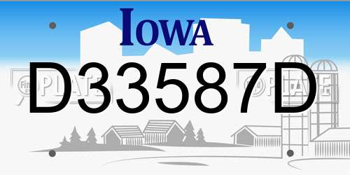 D33587D Iowa License Plate