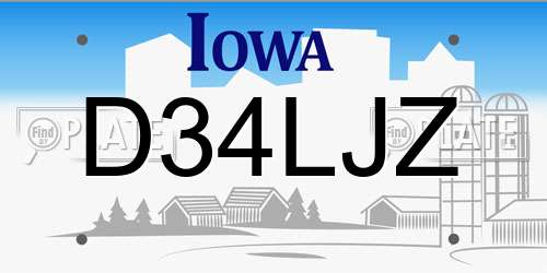 D34LJZ Iowa License Plate