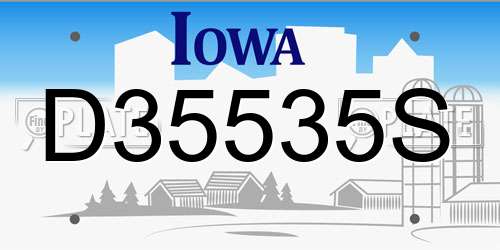 D35535S Iowa License Plate