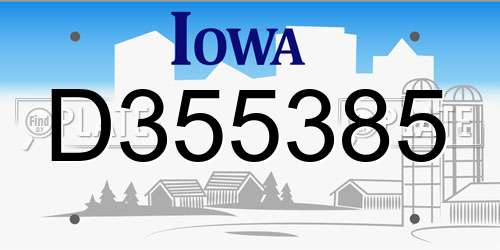 D355385 Iowa License Plate