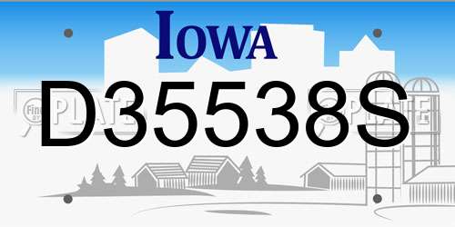 D35538S Iowa License Plate