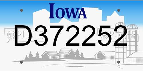 D372252 Iowa License Plate