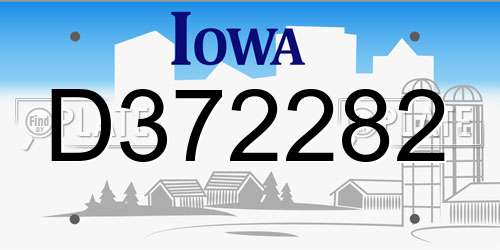 D372282 Iowa License Plate