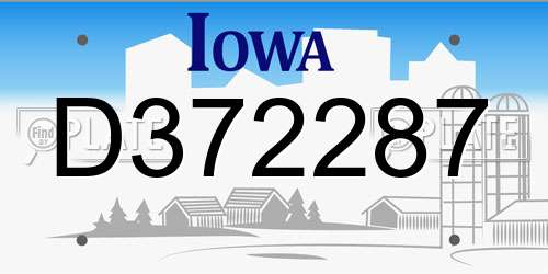 D372287 Iowa License Plate