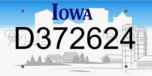 D372624 Iowa License Plate