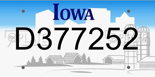 D377252 Iowa License Plate
