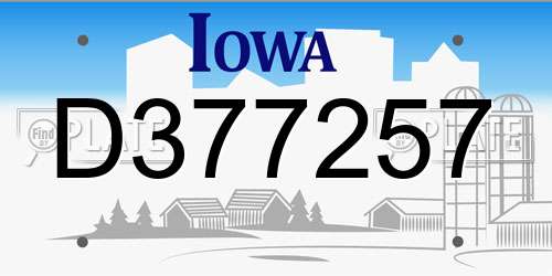D377257 Iowa License Plate
