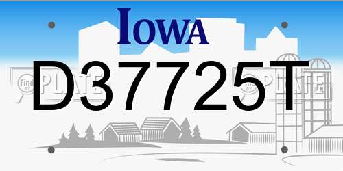 D37725T Iowa License Plate