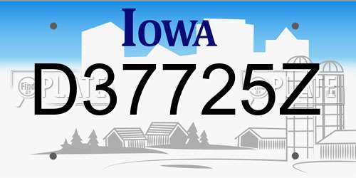 D37725Z Iowa License Plate